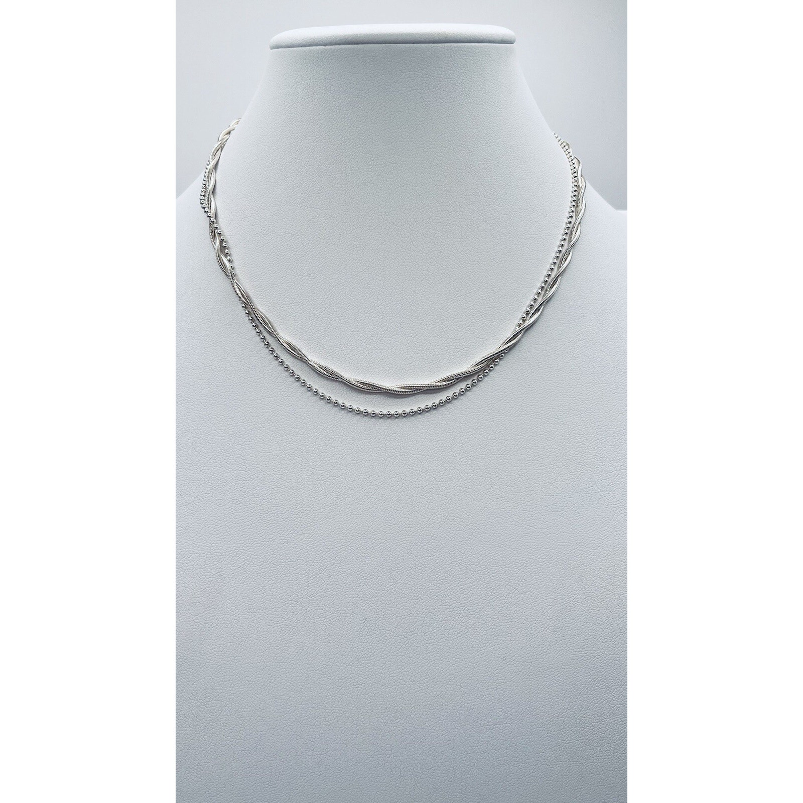 925 Silver Italy Designer Dyadema Multi Layers Chain Ball Bead Braided Mesh Rope